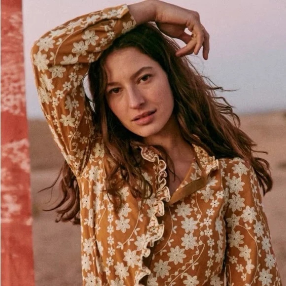 Sezane Mathilda Shirt Ocre Foncé - Size 36